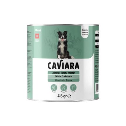 Caviara Sos İçinde Et Parçacıklı Tavuklu Yetişkin Köpek Konservesi 415 Gr