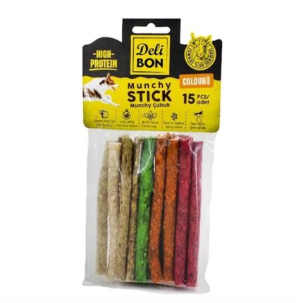 Delibon Deri Munchy Çubuk Orta Boy 15Li Paket Karışık Renk Kalınx15Ad.