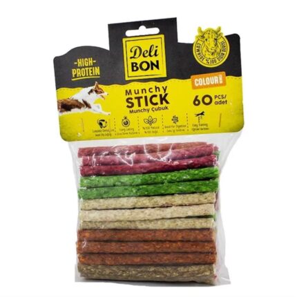 Delibon Deri Munchy Çubuk Orta Boy 60Li Paket Karışık Renk Kalınx60Ad.