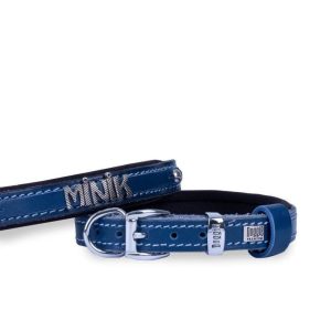 Doggie Konfor Deri İsimlikli Boyun Tasması Royalmavi 2X35-40Cm