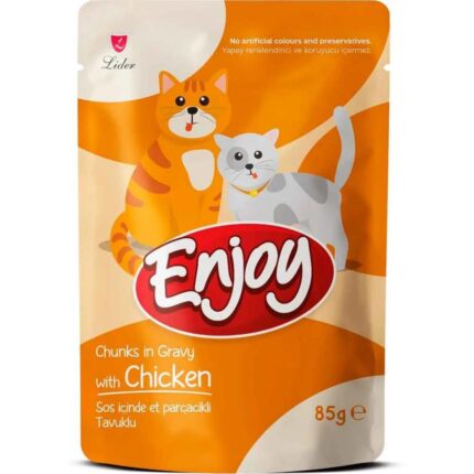 Enjoy Sos İçinde  Parçacıklı Tavuklu  Kedi Pouch Yaş Maması 85 Gr