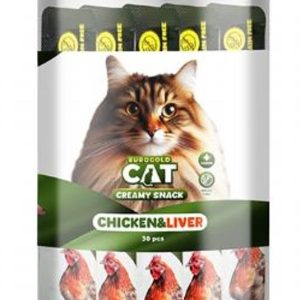 EuroGold Cat Sıvı Kedi Ödülü Tavuk - Ciğer 30x15Gr