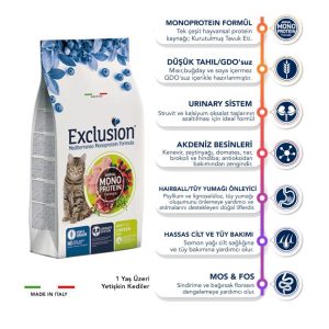 Exclusion Monoprotein Tavuklu ve Narlı Düşük Tahıllı Yetişkin Kedi Maması 12 Kg