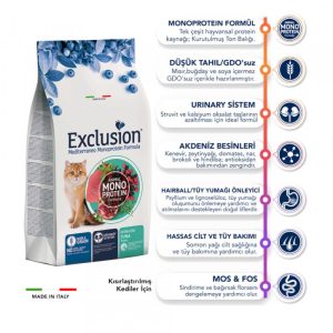 Exclusion Monoprotein Ton Balıklı Düşük Tahıllı Kısırlaştırılmış Kedi Maması 12 Kg