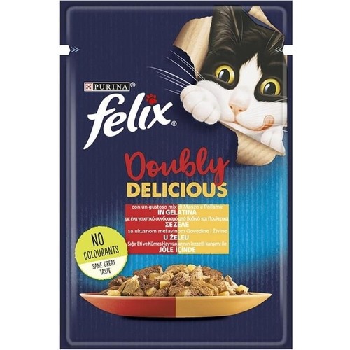 Felix Çifte Lezzet Tavuk ve Sığır Etli Yetişkin Kedi Konservesi 85gr Felix Çifte Lezzet Tavuk ve Sığır Etli Yetişkin Kedi Konservesi 85gr