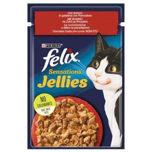 Felix Pouch Sensations Jellies Sığır Etli ve Domatesli Yaş Kedi Maması 85 Gr