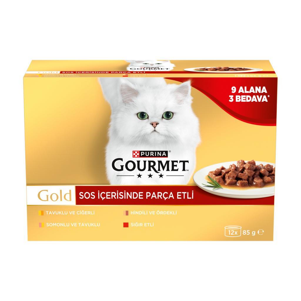 Gourmet Gold Soslu Parça Etli Karışık Çeşitli Yetişkin Kedi Konservesi 12x85gr (12 AL 9 ÖDE) Gourmet Gold Soslu Parça Etli Karışık Çeşitli Yetişkin Kedi Konservesi 12x85gr (12 AL 9 ÖDE)
