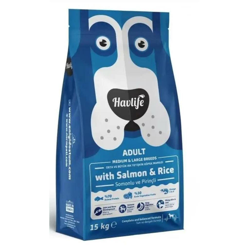 Havlife Somonlu Orta ve Büyük Irk Yetişkin Köpek Maması 15 Kg Havlife Somonlu Orta ve Büyük Irk Yetişkin Köpek Maması 15 Kg