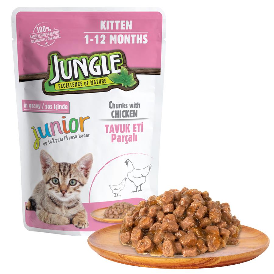 Jungle Pouch Tavuklu Yavru Kedi Konservesi 100 gr Jungle Pouch Tavuklu Yavru Kedi Konservesi 100 gr