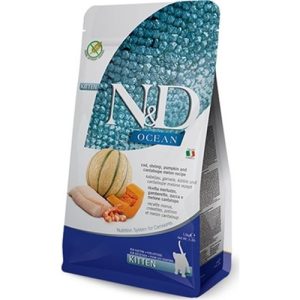 N&D Ocean Morina Balıklı Balkabaklı ve Karidesli Tahılsız Yavru Kedi Maması 5 kg