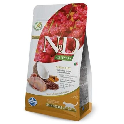 ND Quinoa Skin&Coat Bıldırcın Kinoa Aromalı Deri Tüy Sağlığı Kedi Maması 1