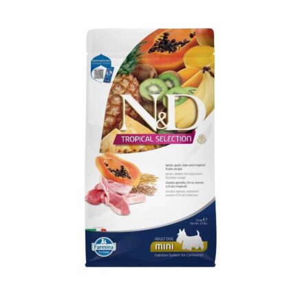 N&D Tropical Selection Kuzu Etli ve Tropikal Meyveli Mini Irk Yetişkin Köpek Maması 1