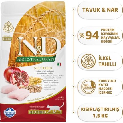 Nd Az Tahıllı Tavuklu Kısırlaştırılmış Kedi Maması 1