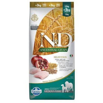 Nd Az Tahıllı Tavuklu Yetişkin Medium Maxi Köpek Maması 12+3 Kg