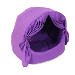 Pet Pretty Perdeli Kumaş Yuva Mor Yatak