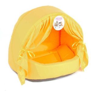 Pet Pretty Perdeli Kumaş Yuva Sarı Yatak