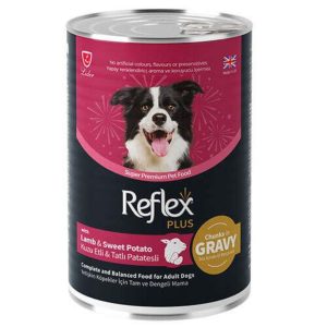 Reflex Plus Et Parçacıklı Kuzu Etli Yetişkin Köpek Konservesi 400 Gr