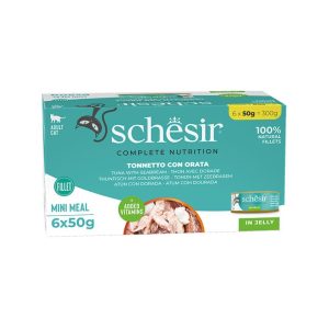 Schesir Tam ve Dengeli Ton Balığı ile Çipuralı Jöle İçinde Kedi Konservesi Multipack 6x50g