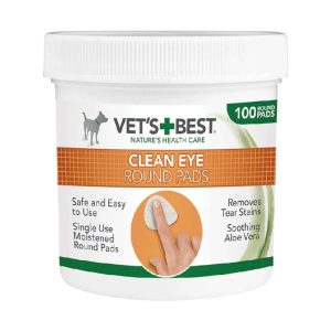 Vet's Best Kedi ve Köpekler için Aloe Vera Özlü Göz Temizleme Pedi (100'lü)