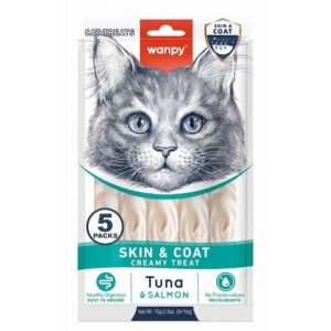 Wanpy Skin Coat Ton Balığı&Somonlu Kedi Ödülü 5x14gr