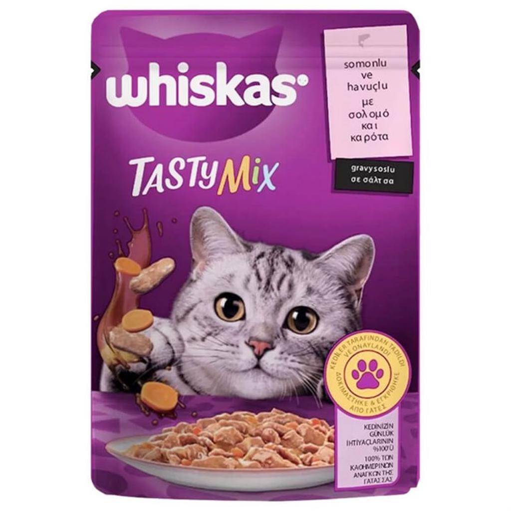 Whiskas Pouch TastyMix Sos İçinde Somonlu ve Havuçlu Yetişkin Kedi Konservesi 85gr Whiskas Pouch TastyMix Sos İçinde Somonlu ve Havuçlu Yetişkin Kedi Konservesi 85gr