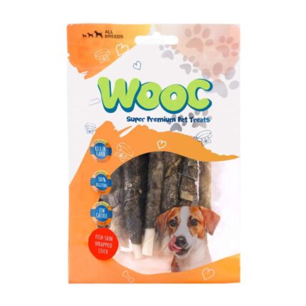 Wooc Balık Derisi Sargılı Sütlü Çubuk Köpek Ödül Maması 80 Gr