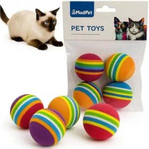 Yumuşak Kauçuk Toplu Kedi Oyuncağı 4 Lü