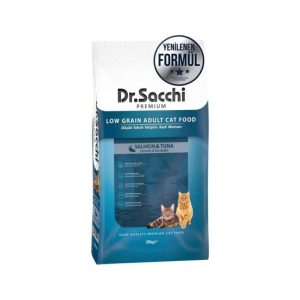 Dr. Sacchi Az Tahıllı Somonlu Ton Balıklı Kedi maması 10 Kg