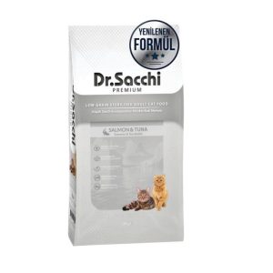 Dr.Sacchi Premium Somonlu ve Ton Balıklı Düşük Tahıllı Kısırlaştırılmış Kedi Maması 10 Kg